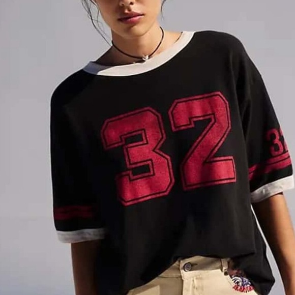 Free People X Ragabond Studio Lost & Found Ringer Tee Washed Black Size XL NWT - Picture 1 of 11